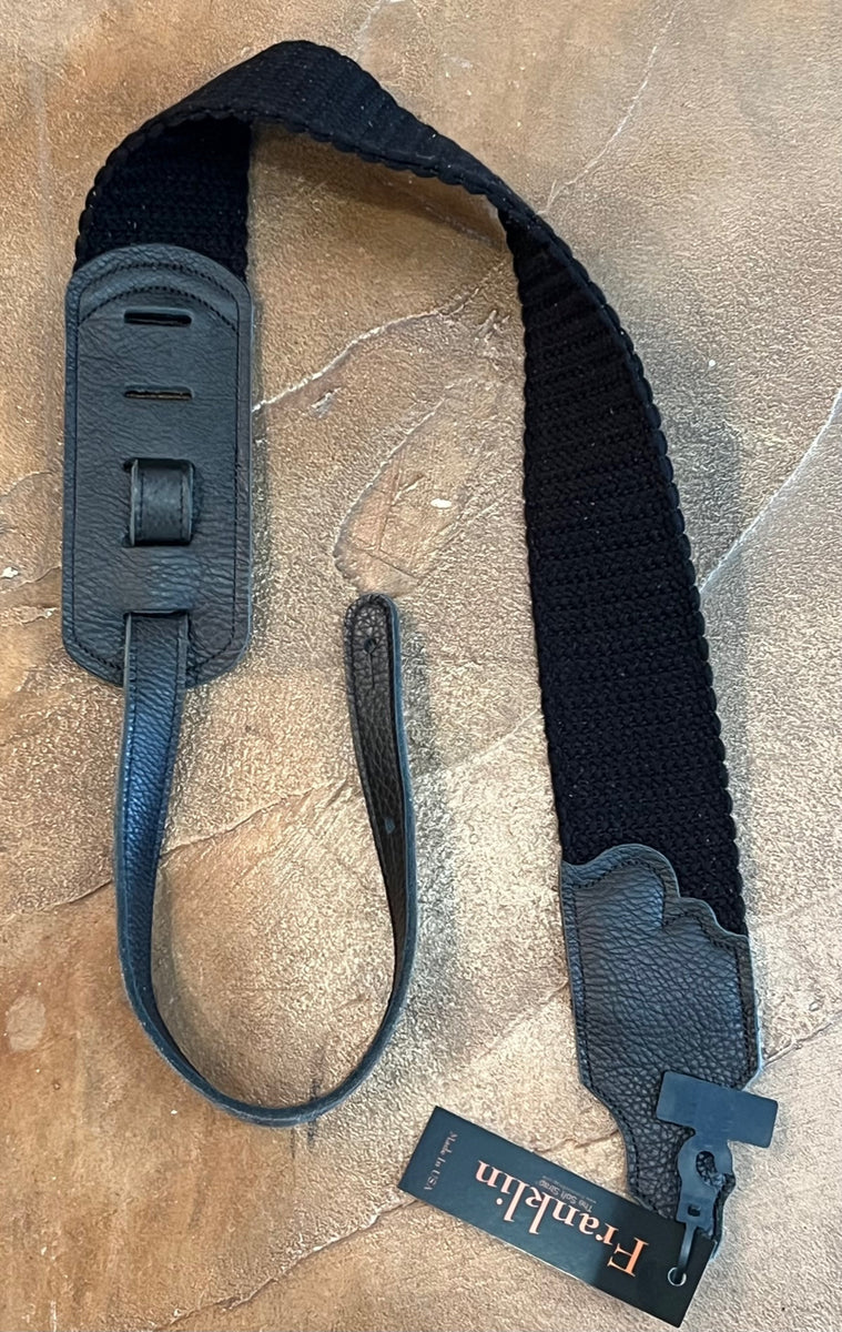 Franklin Strap 3" Cotton Cinch Black Leather End Tab Guitar Strap