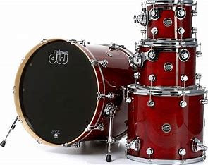 DW Performance Series 4-piece Shell Pack with 22 inch Bass Drum - Cherry Stain Lacquer