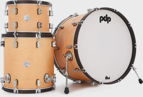 PDP Concept Maple Classic 3-piece Shell Pack with 24 inch Kick - Natural with Walnut Hoops
