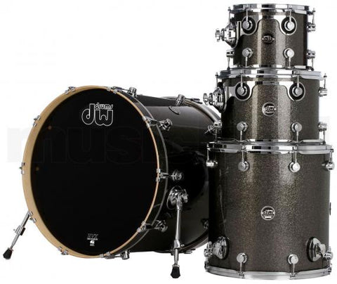 DW Performance Series 4-piece Shell Pack with 22 inch Bass Drum - Pewter Sparkle FinishPly