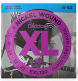 D'Addario EXL120 XL Nickel Wound Electric Guitar Strings - .009-.042 Super Light