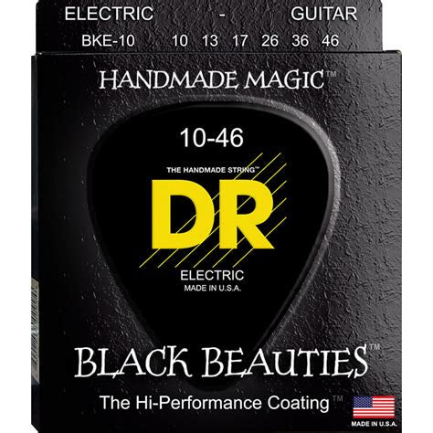 DR Strings BKE-10 Black Beauties K3 Coated Electric Guitar Strings - .010-.046