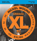 D'Addario EXL160 Nickel Wound Bass Guitar Strings - .050-.105 Medium Long Scale