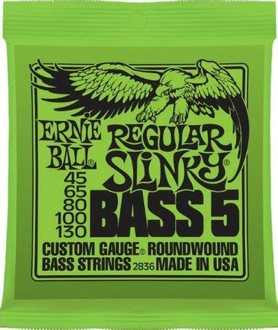 Ernie Ball 2836 Regular Slinky Nickel Wound Electric Bass Guitar Strings - .045-.130 5-string