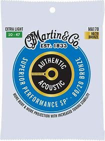 Martin MA170 Authentic Acoustic Superior Performance 80/20 Bronze Guitar Strings - .010-.047 Extra Light