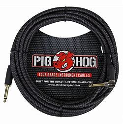 PIG HOG "BLACK WOVEN" INSTRUMENT CABLE, 20FT RIGHT ANGLE