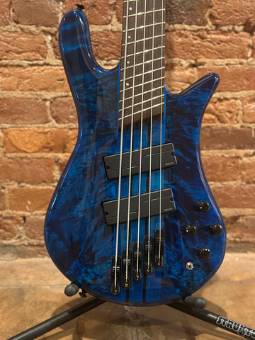 Spector NS Dimension 5 Bass Guitar - Black and Blue Gloss